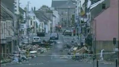 Omagh Main Street after the Omagh bombing in 1998