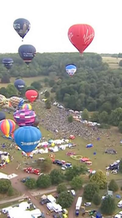 Balloons taking off