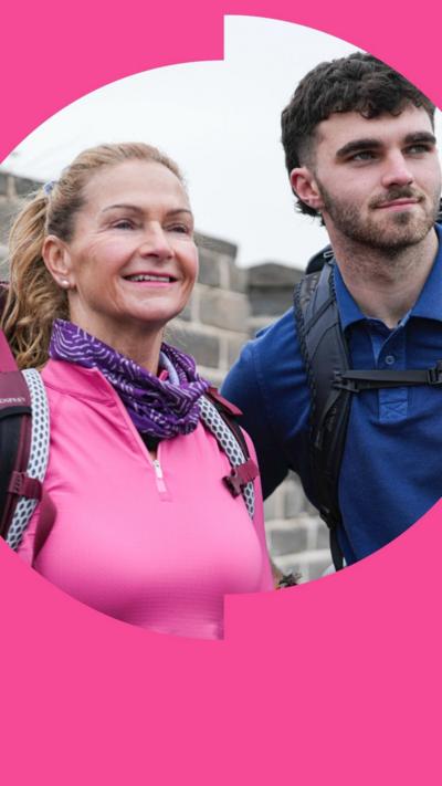 From left to right, Race across the World participants Caroline and Tom