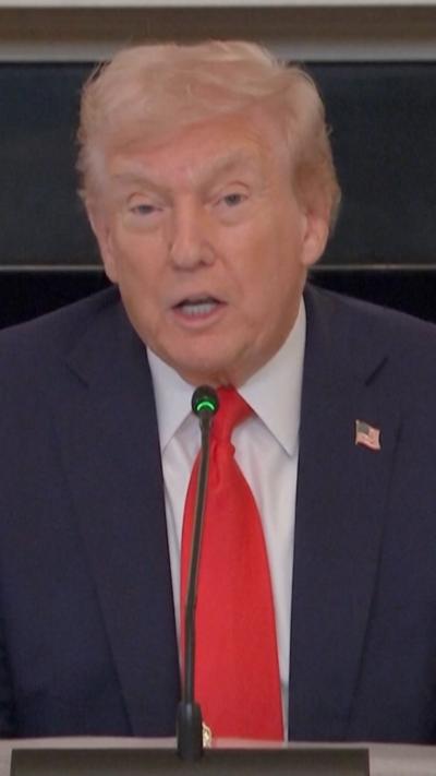 A close-up of Donald Trump during press conference 