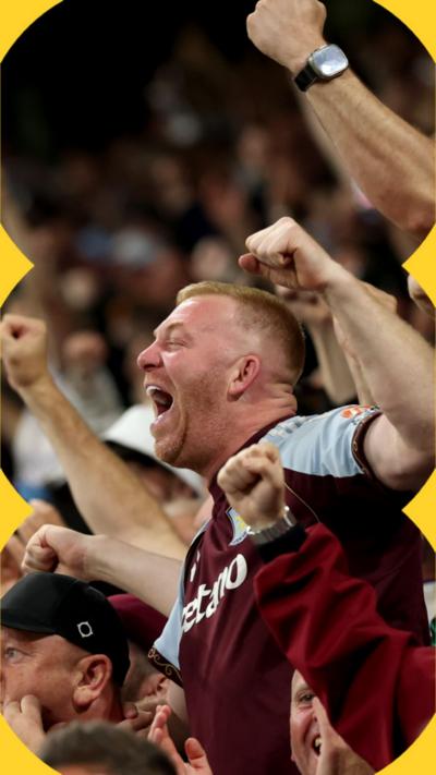Aston Villa fans celebrating