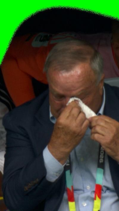 Curacao manager Dick Advocaat emotional on the sidedlines of their World Cup match against Germany