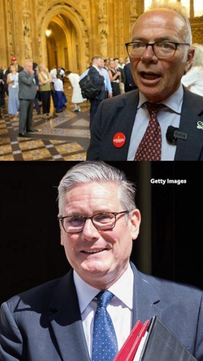 A split screen image of Simon Opher MP and Keir Starmer