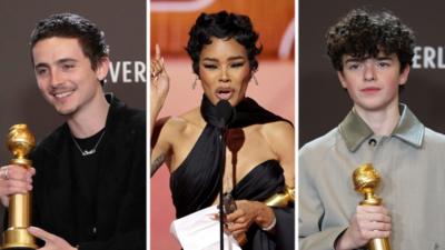 Timothee Chalamet, Teyana Taylor and Owen Cooper are pictured.