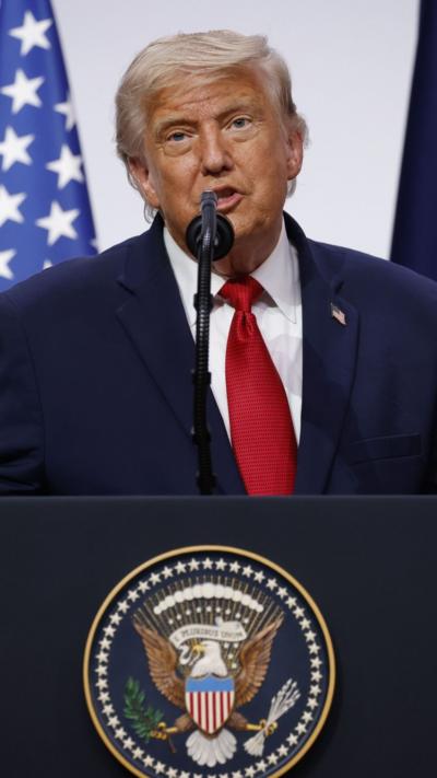 Trump speaking during press conference