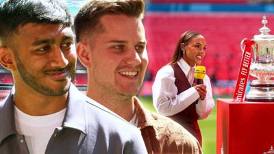 Nahyan Chowdhury, Toby Addison and Alex Scott at Wembley.