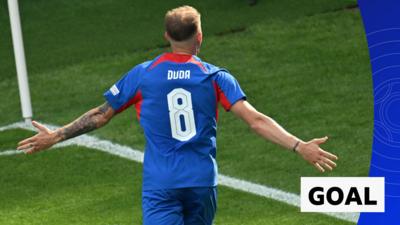 Ondrej Duda heads Slovakia in front against Romania