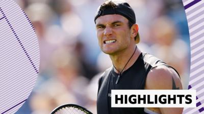 Jack Draper reacts to beating USA's Marcos Giron 6-4 7-6 (7-5)