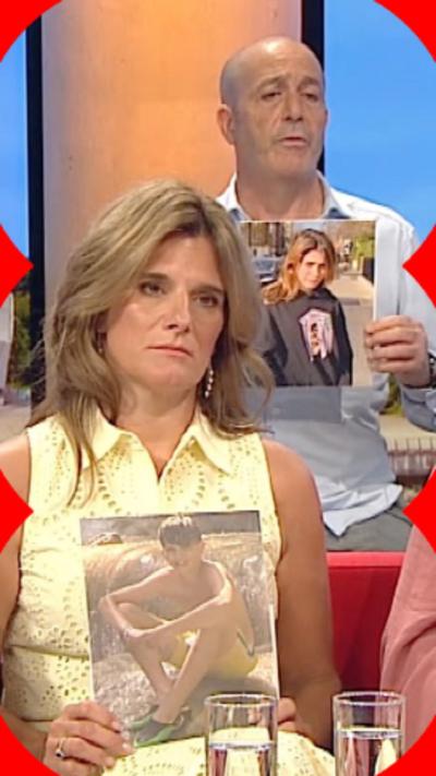 One parent sat on the red Breakfast TV sofa.