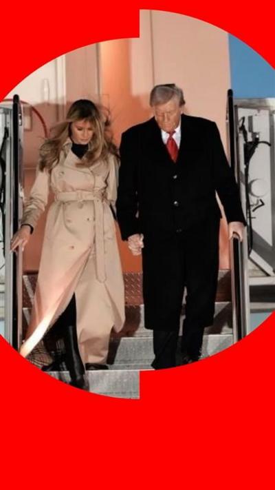President Trump and First Lady Melania leave Air Force One at Stansted Airport