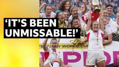 England Red Roses lift World Cup trophy