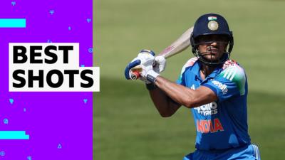 Shubman Gill batting for India in the sunshine at Edgbaston in Birmingham