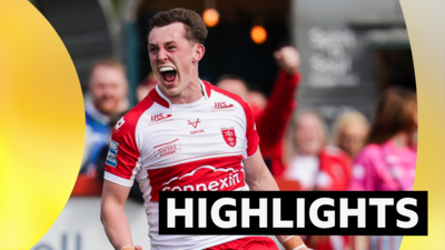 Hull KR's Jack Broadbent celebrates scoring a try against St Helens