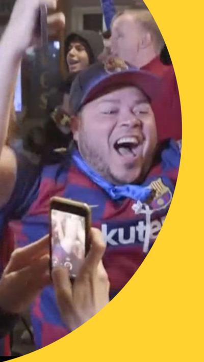 Barcelona fans celebrate in the streets 