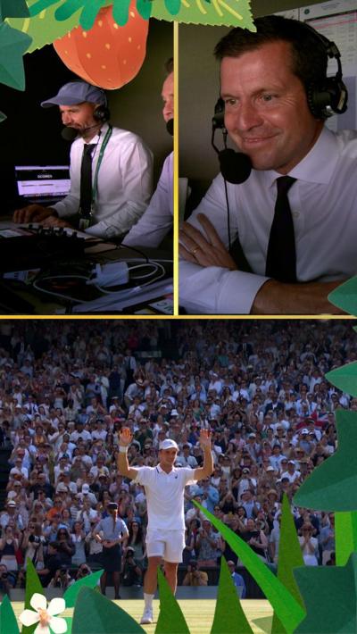 Arthur Fery and commentary box watching on 