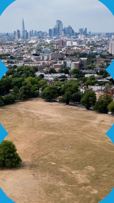 Dry park next to city of London