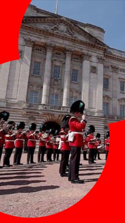 Band of the Irish Guards plays Remember Monday's Eurovision act during the Changing of the Guard at Buckingham Palace
