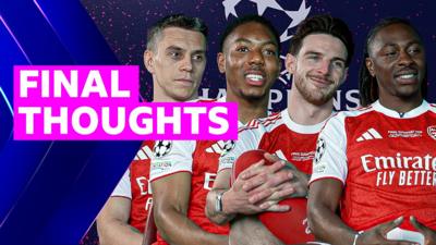 Leandro Trossard, Myles Lewis-Skelly, Declan Rice and Eberechi Eze
