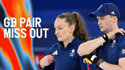 Jen Dodds and Bruce Mouat look disappointed in blue GB polo shirts