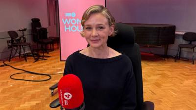 Carey Mulligan in the studio of Woman's Hour