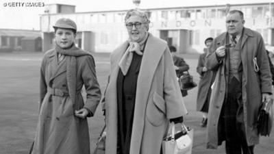 Agatha Christie with her grandson Mathew Prichard in 1956