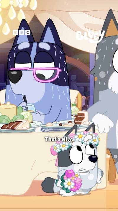 Muffin appears from under the table saying "That's silly.