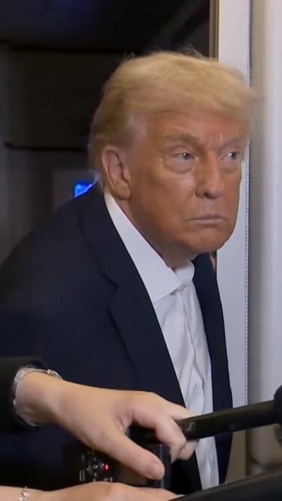 President Donald Trump onboard Air Force One