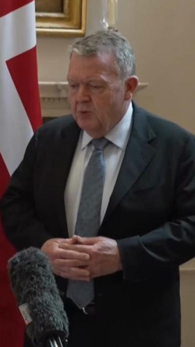 Lars Løkke Rasmussen gives speech during press conference