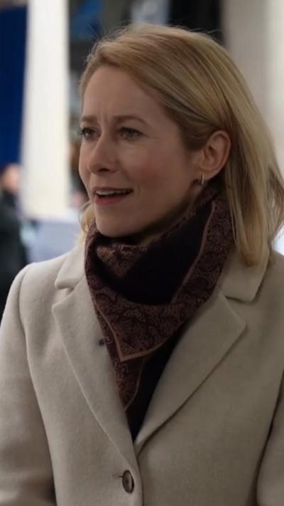 Kaja Kallas in a coat and scarf
