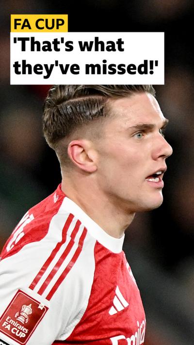 Arsenal's Viktor Gyokeres reacts to equalising against Southampton in the FA Cup.
