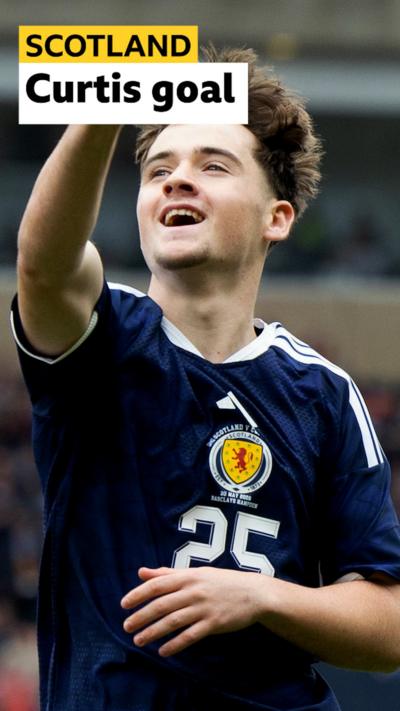 Findlay Curtis celebrates after scoring for Scotland against Curacao