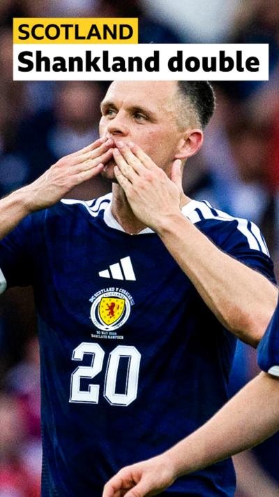 Lawrence Shankland celebrates after scoring for Scotland against Curacao