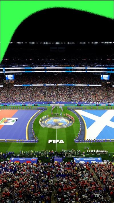 Teams and officials gather ahead of the Scotland World Cup game