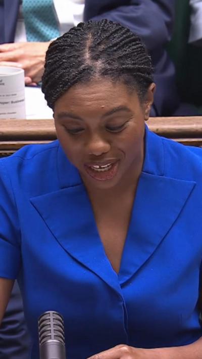 Kemi Badenoch wearing blue in Parliament