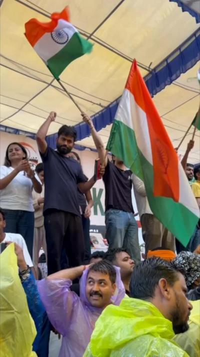 CJP founder Abhijeet Dipke waving Indian flag