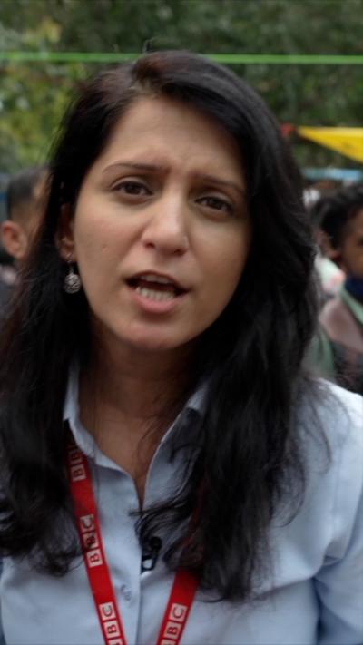 BBC's Yogita Limaye at protest site