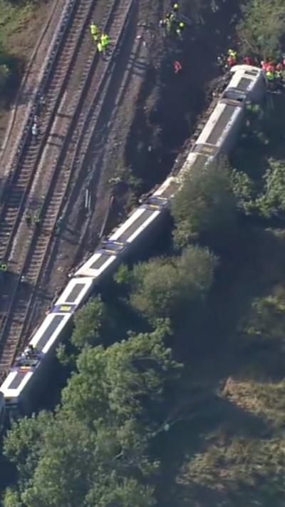 aerial of derailed train