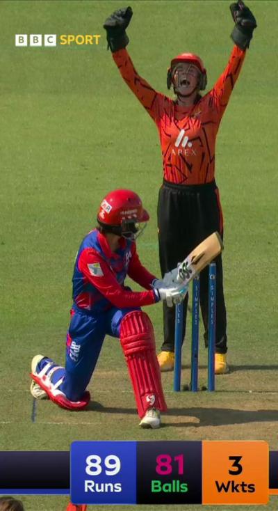 Charli Knott getting bowled