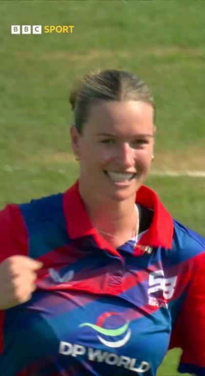 Lauren Bell after getting a wicket