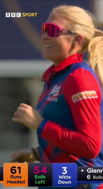 Sarah Glenn after getting a wicket