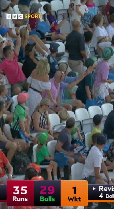 the ball going in to the crowd