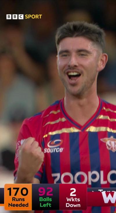 Josh Tongue after taking a wicket