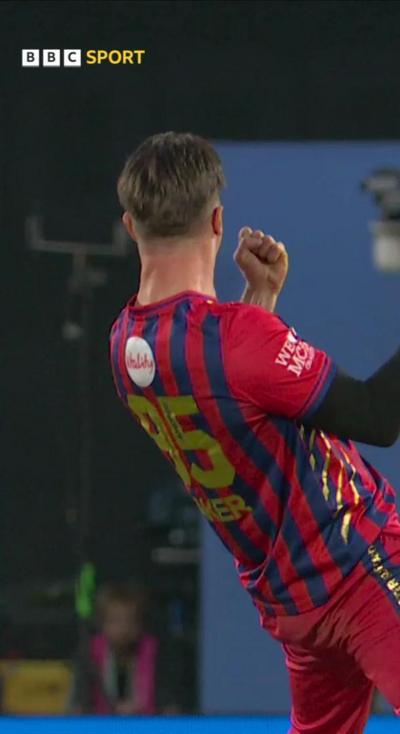 Sonny Baker after getting a wicket
