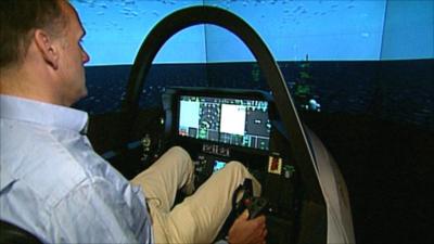 Jonathan Beale in the simulator