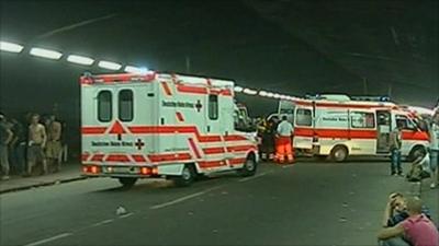 Ambulances at the scene of the stampede