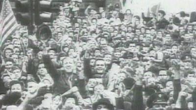 VJ Day celebrations in London's Trafalgar Square in 1945