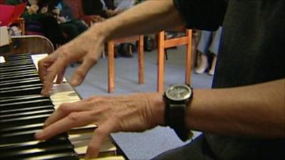 Playing the piano