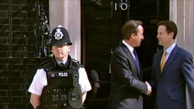 Cameron and Clegg outside Number Ten