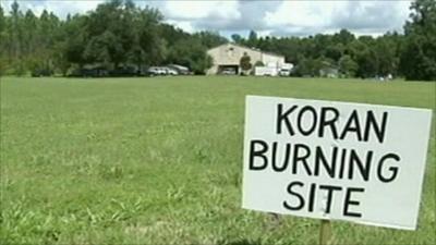 Sign at the Dove World Outreach Center in Florida