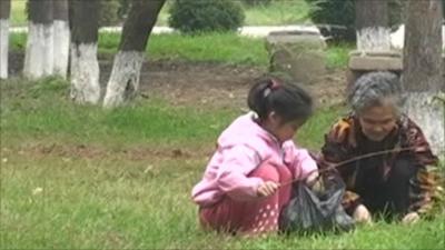 Woman and child in North Korea